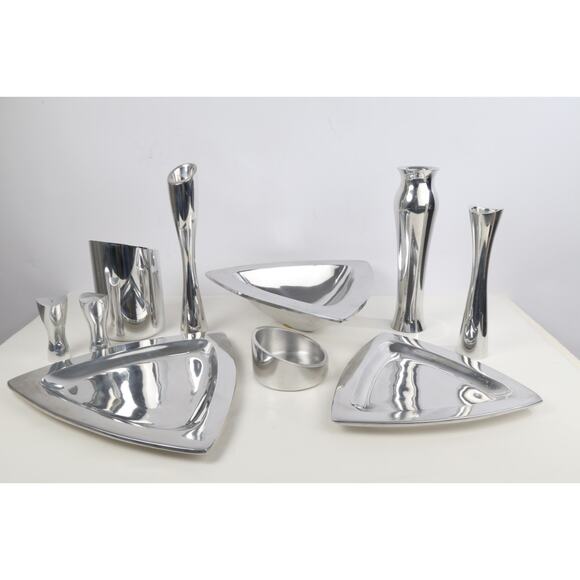 Nobe Silver Plated Set Vase Candle Holders Wine Rack Plates & Bowl Décor Holiday - Picture 4 of 16